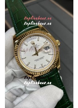 Rolex Day Date Yellow Gold Casing Watch in White Dial 36MM - 1:1 Mirror Quality 