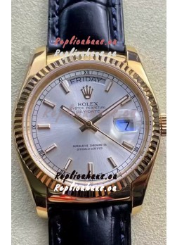 Rolex Day Date Yellow Gold Casing Watch in Steel Dial 36MM - 1:1 Mirror Quality 