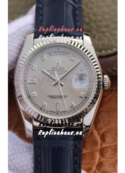 Rolex Day Date 904L Steel Casing Watch in Grey Dial 36MM - 1:1 Mirror Quality 