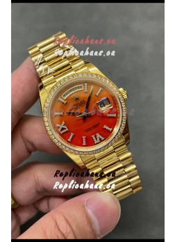Rolex Day Date Carnelian 18K Yellow Gold Watch 36MM - 1:1 Mirror Replica Watch 
