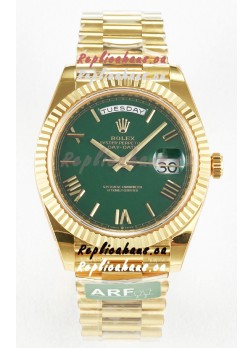 Rolex Day Date Super Clone 18K Yellow Gold Watch 40MM - Green Dial 1:1 Mirror Quality