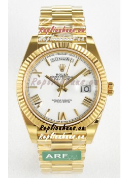 Rolex Day Date Super Clone 18K Yellow Gold Watch 40MM - White Dial 1:1 Mirror Quality