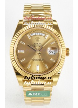 Rolex Day Date Super Clone 18K Yellow Gold Watch 40MM - Gold Dial 1:1 Mirror Quality