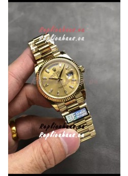 Rolex Day Date Super Clone Yellow Gold Case and Dial Crystal Numerals Watch 36MM - 1:1 Mirror Quality