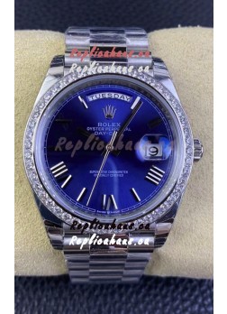 Rolex Day Date M228206-0015 904L Steel 40MM - Blue Dial 1:1 Mirror Replica