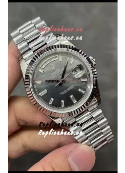 Rolex Day Date Presidential Stainless Steel Grey Pearl Dial Watch 40MM - 1:1 Mirror Quality