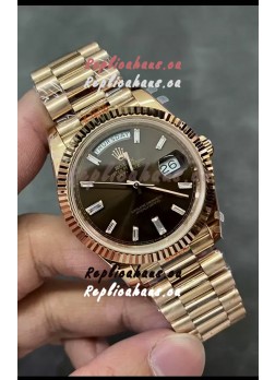 Rolex Day Date 40MM 228235 Rose Gold in Dark Brown Dial 1:1 Mirror Replica Watch