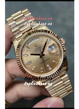 Rolex Day Date 40MM 228235 Rose Gold in Gold Dial 1:1 Mirror Replica Watch