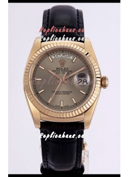 Rolex Day Date Rose Gold 904L Steel Casing Watch in Gold Dial 36MM - 1:1 Mirror Quality