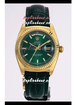 Rolex Day Date Yellow Gold 904L Steel Casing Watch in Green Dial 36MM - 1:1 Mirror Quality