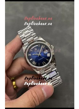 Rolex Day Date Presidential Stainless Steel Navy Blue Dial Watch 40MM - 1:1 Mirror Quality