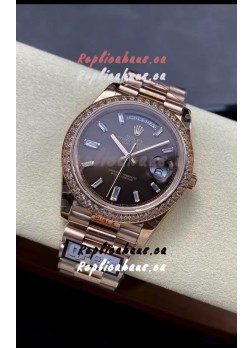 Rolex Day Date 40MM 1:1 Rose Gold in Brown Dial 1:1 Mirror Replica Watch