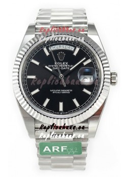 Rolex Day Date Presidential Stainless Steel Black Dial Watch 40MM - 1:1 Mirror Quality