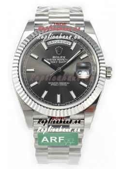 Rolex Day Date Presidential Stainless Steel Grey Dial Watch 40MM - 1:1 Mirror Quality