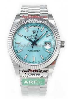 Rolex Day Date 904L Stainless Steel Tiffany Blue Stick Dial Watch 40MM - 1:1 Mirror Quality