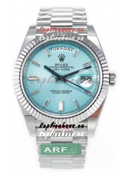 Rolex Day Date 904L Stainless Steel Tiffany Blue Diamonds Dial Watch 40MM - 1:1 Mirror Quality