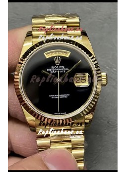 Rolex Day Date Presidential 18K Yellow Gold Watch 36MM - Black Dial 1:1 Mirror Quality
