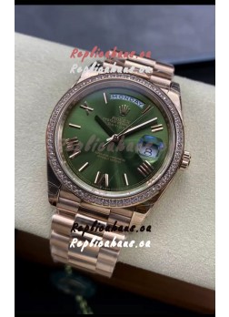 Rolex Day Date Presidential 18K Rose Gold Watch 40MM - Olive Green Dial 1:1 Mirror Quality
