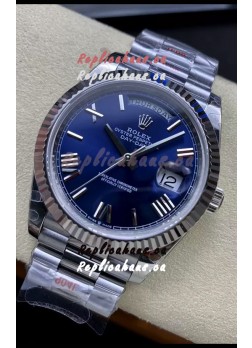 Rolex Day Date Presidential Stainless Steel Navy Blue Dial Watch 40MM - 1:1 Mirror Quality