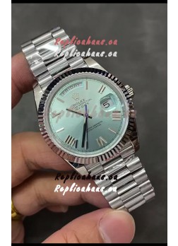 Rolex Day Date Presidential Stainless Steel ICE Blue Dial Watch 40MM - 1:1 Mirror Quality