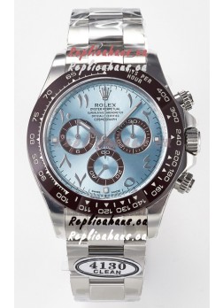 Rolex Daytona Super Clone ICE Blue Dial Diamonds Bezel Cal.4130 Movement - 904L Steel Watch