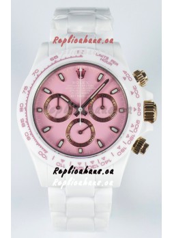 Rolex Daytona AET Remould Pink Dial Full Ceramic Strap Watch in Cal.4130 Movement