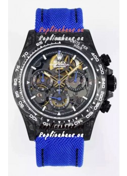 Rolex Daytona Super Clone DiW Skeleton Carbon Edition Watch - Forged Carbon Casing Purple Strap 1:1 Mirror Replica