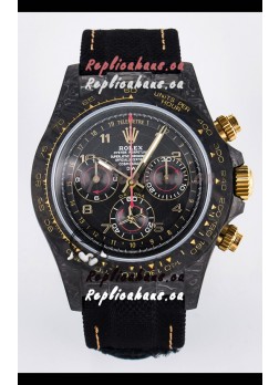 Rolex Daytona Super Clone DiW Avia Grey Carbon Edition Watch - Forged Carbon Casing Black Strap 1:1 Mirror Replica