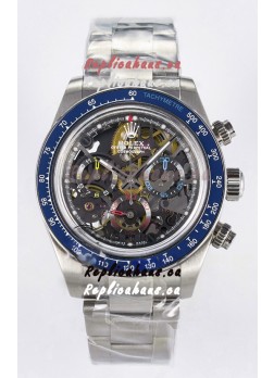Rolex Daytona Super Clone Artisans De Geneve Stainless Steel Watch Blue Bezel Skeleton Watch 