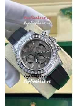 Rolex Daytona Super Clone White Gold Casing Steel Dial Cal.4131 Movement Watch Custom Sapphires Bezel