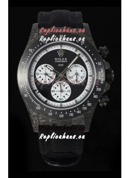 Rolex Daytona Super Clone DiW Paul Newman Carbon Edition Watch - Forged Carbon Casing Black Strap 1:1 Mirror Replica