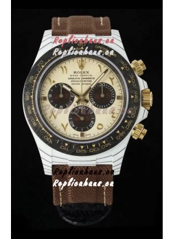 Rolex Daytona Super Clone DiW Desert Eagle Arabic Edition Watch - White Cabon Casing 1:1 Mirror Replica