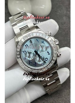 Rolex Cosmograph Daytona ICE Blue Dial Diamonds Bezel Cal.4130 Movement - 904L Steel Watch