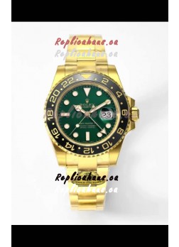 Rolex GMT Masters II Super Clone M116718 Yellow Gold Green Dial Swiss Replica Watch 