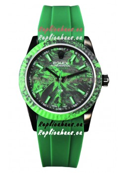 Rolex Milgauss DiW Green Carbon Casing Watch - ETA2836 Automatic Movement in Green Strap 