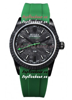 Rolex Milgauss DiW Black Carbon Casing Watch - ETA2836 Automatic Movement in Green Strap 