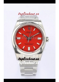 Rolex Oyster Perpetual REF#126000 36MM Swiss Movement Swiss Replica Red Dial 904L Steel 1:1 Mirror Replica Watch