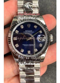 Rolex Datejust 31MM ETA-2671 Movement Swiss Replica in 904L Steel in Blue Dial 