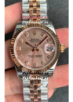Rolex Datejust 31MM ETA-2671 Movement Swiss Replica in 904L Two Tone Rose Gold in Gold Dial