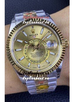 Rolex Sky-Dweller REF# M336933 Gold Dial Watch in Yellow Gold 904L Steel Case 1:1 Mirror Replica