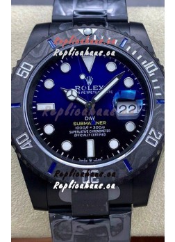 Rolex Submariner DiW Special Edition Watch in DLC Coating Carbon Bezel Blue Dial