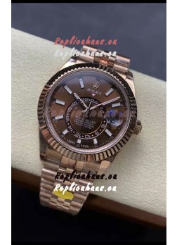 Rolex Sky-Dweller REF# 336935 Brown Dial Watch in Rose Gold 904L Steel Case 1:1 Mirror Replica