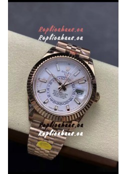 Rolex Sky-Dweller REF# 336935 White Dial Watch in Rose Gold 904L Steel Case 1:1 Mirror Replica