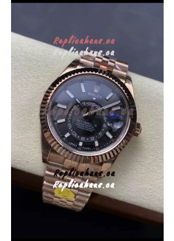 Rolex Sky-Dweller REF# 336935 Black Dial Watch in Rose Gold 904L Steel Case 1:1 Mirror Replica