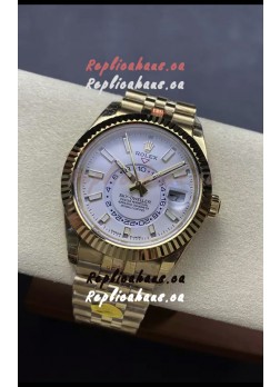 Rolex Sky-Dweller REF# 336935 White Dial Watch in Yellow Gold 904L Steel Case 1:1 Mirror Replica