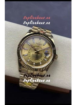 Rolex Sky-Dweller REF# 336935 Gold Dial Watch in Yellow Gold 904L Steel Case 1:1 Mirror Replica