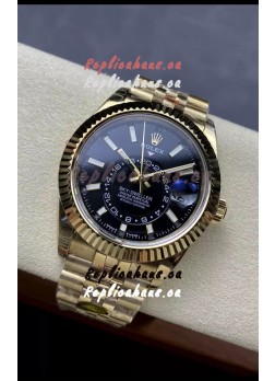 Rolex Sky-Dweller REF# 336935 Black Dial Watch in Yellow Gold 904L Steel Case 1:1 Mirror Replica
