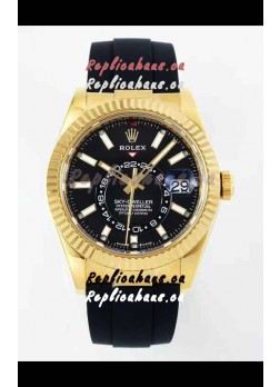 Rolex Sky-Dweller REF# 336935 Black Dial Watch in Yellow Gold 904L Steel Case 1:1 Mirror Replica