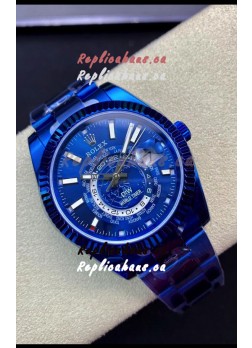 Rolex SkyDweller Swiss Watch in Blue PVD Coated Case - DIW Edition Blue Dial