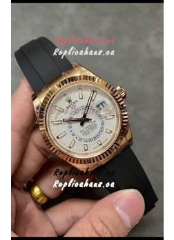 Rolex Sky-Dweller REF# M326235 White Dial Rose Gold Watch in 904L Steel Case 1:1 Mirror Replica